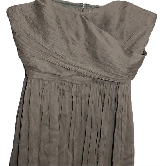 J. CREW | Arabelle Grey Silk Chiffon Strapless Formal Event Dress size 14 {NEW} - Picture 4 of 12